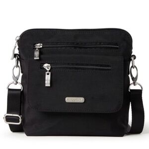 Let’s Escape Baggallini Black Crossbody Bag with Silver Hardware